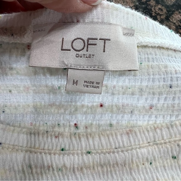 LOFT Outlet Long Sleeve Speckled Ribbed Top With Tie Knot At Bottom Size Medium - Picture 5 of 5